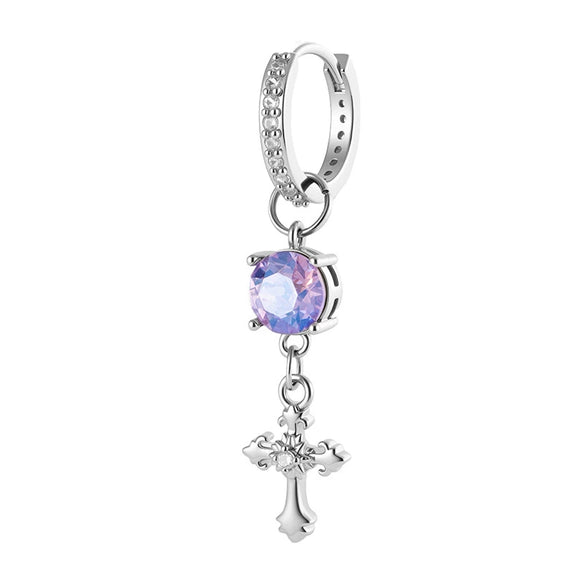 Metal Cross Pendant Women's Earrings With Austrian Round Diamond And Zirconia