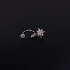 Metal Cshaped Ring Piercing Flower Zircon Pendant Women's Geometric Earrings