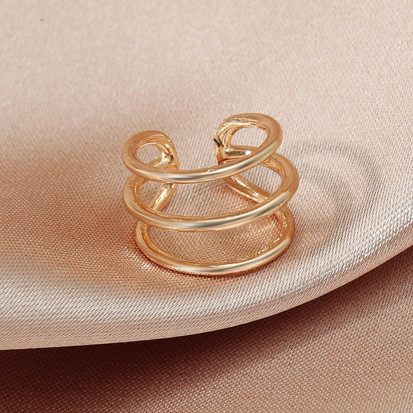 Metal Ctype Multilayer Holefree Ear Clip Earrings Copper Electroplated Unisex