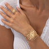 Metal Cut Out Geometric Round Open Arm Bracelet Set For Women Simple Style Iron Material Electroplating Processing