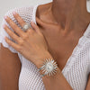Metal Cut Out Geometric Round Open Arm Bracelet Set For Women Simple Style Iron Material Electroplating Processing