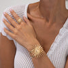 Metal Cut Out Geometric Round Open Arm Bracelet Set For Women Simple Style Iron Material Electroplating Processing