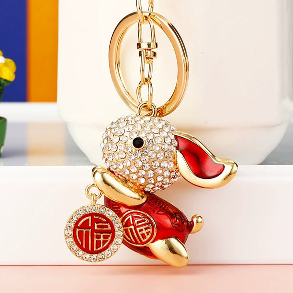 Metal Cute Flying Rabbit Car Keychain And Bag Pendant Creative Gift