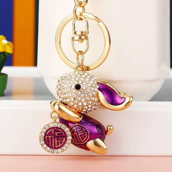Metal Cute Flying Rabbit Car Keychain And Bag Pendant Creative Gift