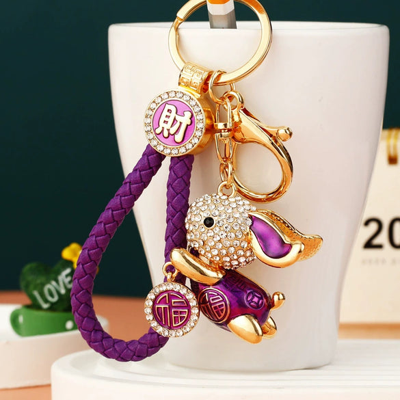Metal Cute Flying Rabbit Car Keychain And Bag Pendant Creative Gift