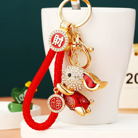 Metal Cute Flying Rabbit Car Keychain And Bag Pendant Creative Gift