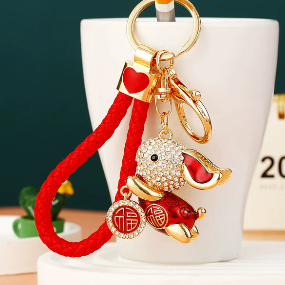 Metal Cute Flying Rabbit Car Keychain And Bag Pendant Creative Gift