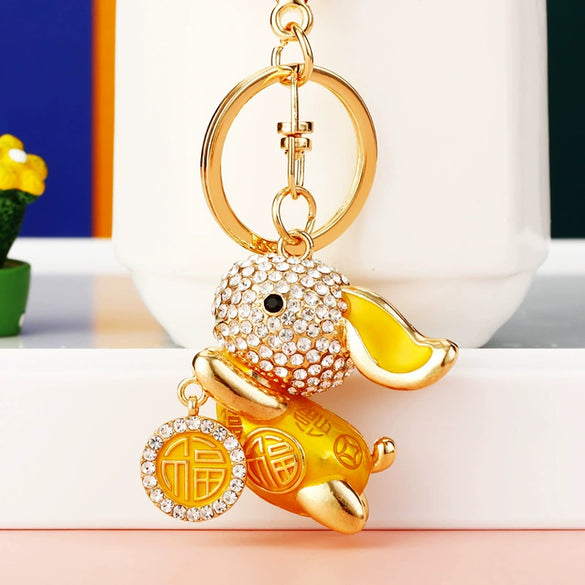 Metal Cute Flying Rabbit Car Keychain And Bag Pendant Creative Gift