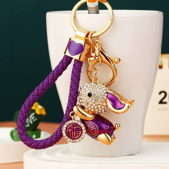 Metal Cute Flying Rabbit Car Keychain And Bag Pendant Creative Gift