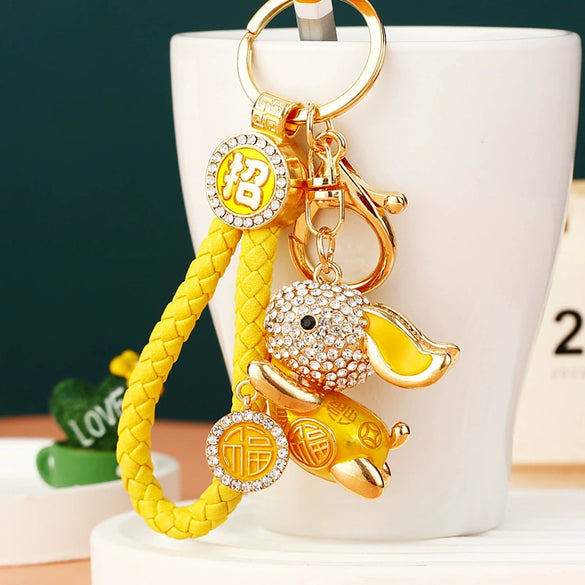 Metal Cute Flying Rabbit Car Keychain And Bag Pendant Creative Gift