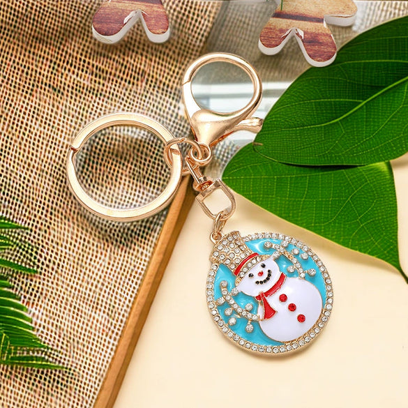 Metal Cute Snowman Elk Santa Claus Car Keychain Bag Pendant Key Ring Christmas Gift For Men And Women