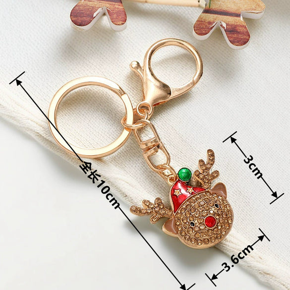 Metal Cute Snowman Elk Santa Claus Car Keychain Bag Pendant Key Ring Christmas Gift For Men And Women