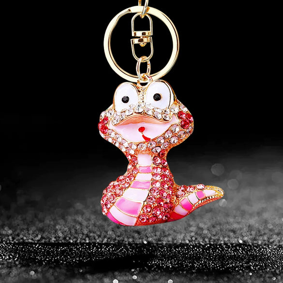 Metal Cute Zodiac Snake Car Keychain For Women Diamondencrusted Bag Pendant Mascot Gift