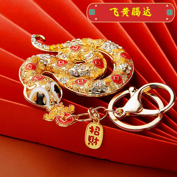 Metal Cute Zodiac Snake Car Keychain For Women Diamondencrusted Bag Pendant Mascot Gift