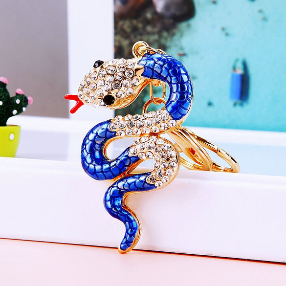 Metal Cute Zodiac Snake Car Keychain For Women Diamondencrusted Bag Pendant Mascot Gift