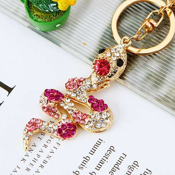 Metal Cute Zodiac Snake Car Keychain For Women Diamondencrusted Bag Pendant Mascot Gift