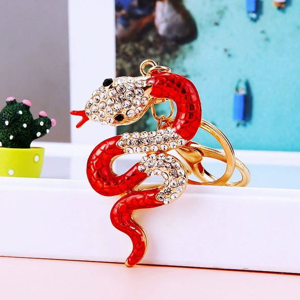 Metal Cute Zodiac Snake Car Keychain For Women Diamondencrusted Bag Pendant Mascot Gift