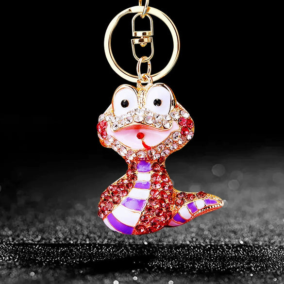 Metal Cute Zodiac Snake Car Keychain For Women Diamondencrusted Bag Pendant Mascot Gift