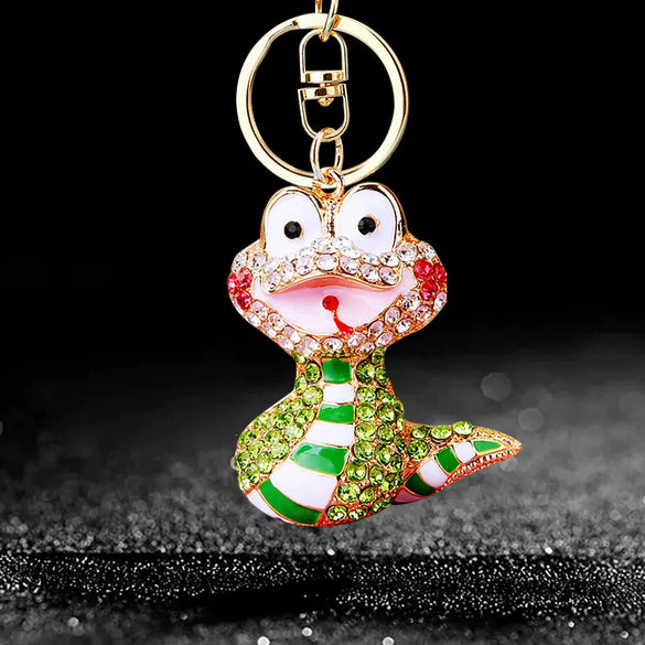 Metal Cute Zodiac Snake Car Keychain For Women Diamondencrusted Bag Pendant Mascot Gift