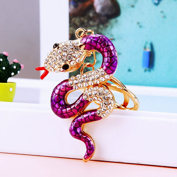 Metal Cute Zodiac Snake Car Keychain For Women Diamondencrusted Bag Pendant Mascot Gift