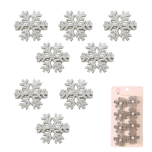 Metal Diamondencrusted Christmas Snowflake Women's Duckbill Clip Hair Accessory