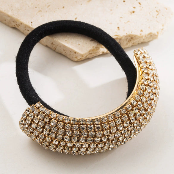 Metal Diamondencrusted Elastic Hair Ring With Plant Flowers Pattern And Electroplating Process