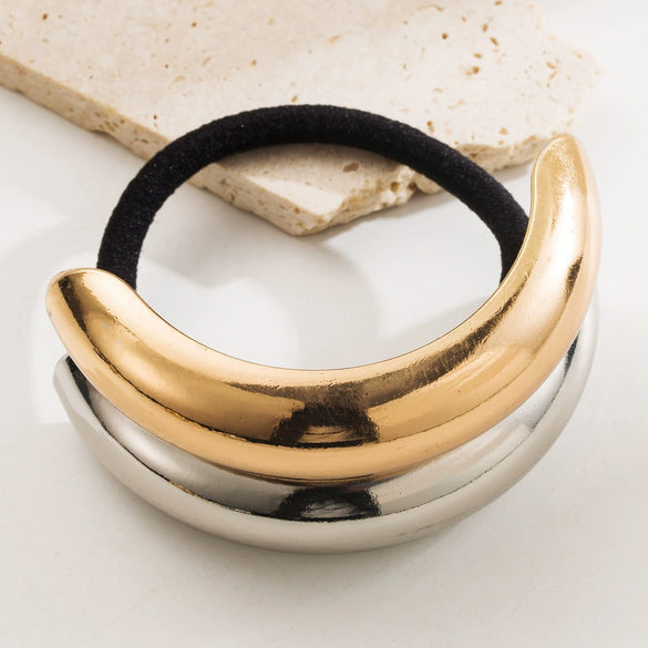 Metal Diamondencrusted Elastic Hair Ring With Plant Flowers Pattern And Electroplating Process