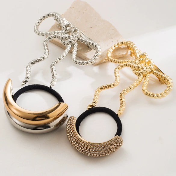 Metal Diamondencrusted Elastic Hair Ring With Plant Flowers Pattern And Electroplating Process
