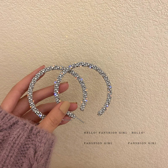 Metal Diamondencrusted Geometric Long Tassel Women's Earrings