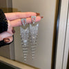 Metal Diamondencrusted Geometric Long Tassel Women's Earrings