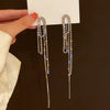 Metal Diamondencrusted Geometric Long Tassel Women's Earrings