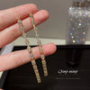 Metal Diamondencrusted Geometric Long Tassel Women's Earrings