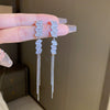Metal Diamondencrusted Geometric Long Tassel Women's Earrings