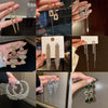 Metal Diamondencrusted Geometric Long Tassel Women's Earrings