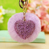 Metal Diamondencrusted Love Fur Ball Women's Car Keychain Bag Pendant