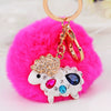 Metal Diamondencrusted Love Fur Ball Women's Car Keychain Bag Pendant