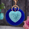 Metal Diamondencrusted Love Fur Ball Women's Car Keychain Bag Pendant
