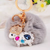 Metal Diamondencrusted Love Fur Ball Women's Car Keychain Bag Pendant