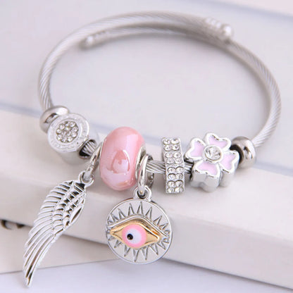 Metal Dl Angel Wings Demon Eye Pendant Multi-Element Accessories Bangle