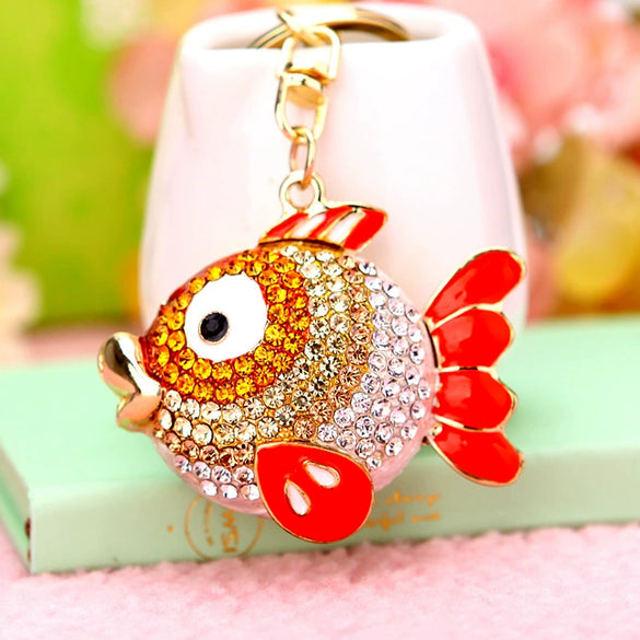Metal Dolphin Creative Keychain With Diamond Encrusted For Women's Bags