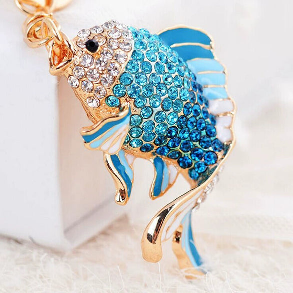Metal Dolphin Creative Keychain With Diamond Encrusted For Women's Bags