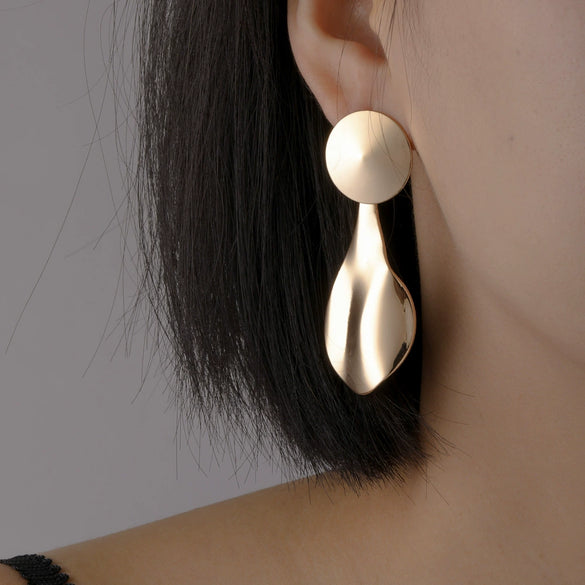 Metal Drop Shape Gold Plated Women's Earrings