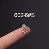 Metal Ear Bone Nail Set With Color Zircon Screw Ball Fine Needle Electroplated Flowers Piercing Earrings