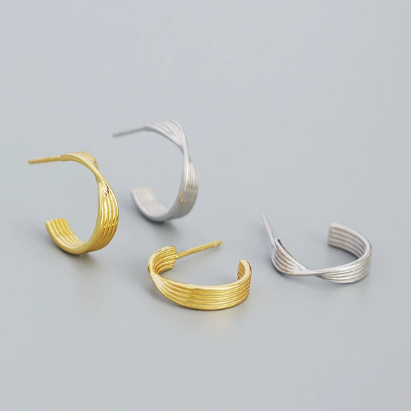 Metal Earrings S925 Sterling Silver Geometric Ctype Electroplating For Women
