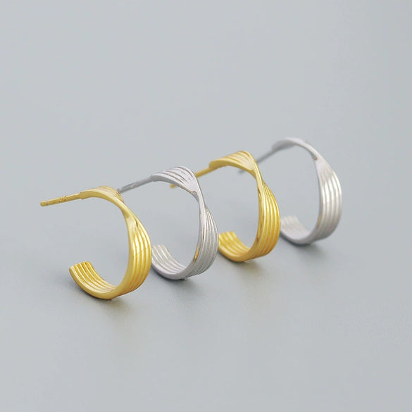 Metal Earrings S925 Sterling Silver Geometric Ctype Electroplating For Women