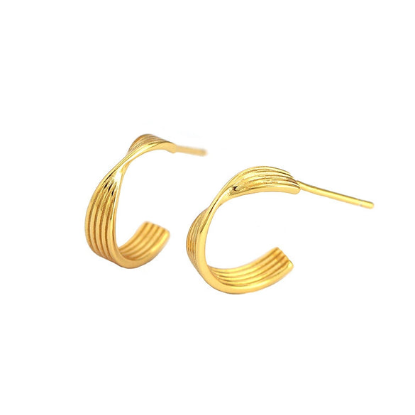 Metal Earrings S925 Sterling Silver Geometric Ctype Electroplating For Women