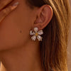 Metal Earrings Stainless Steel Big Flower Electroplated Design Women's