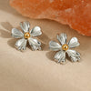Metal Earrings Stainless Steel Big Flower Electroplated Design Women's