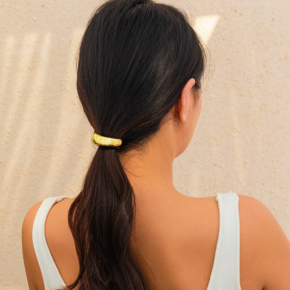 Metal Elastic Hair Ring Geometric Square Female Hair Accessories Alloy Electroplated