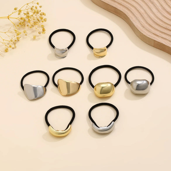 Metal Elastic Hair Ring Geometric Square Female Hair Accessories Alloy Electroplated